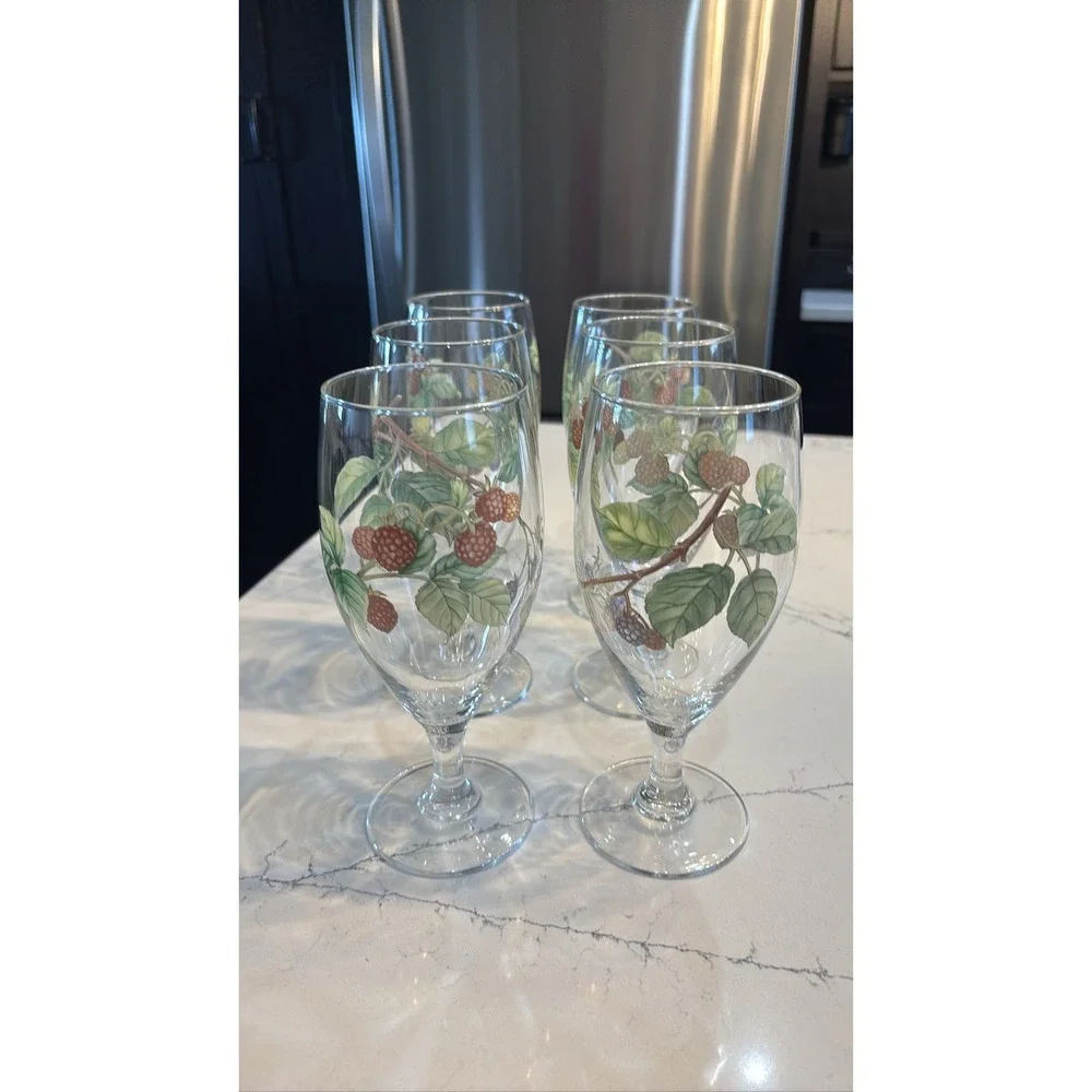Noritake Gourmet Harvest 7941 Footed Iced Tea Glasses Set of 6